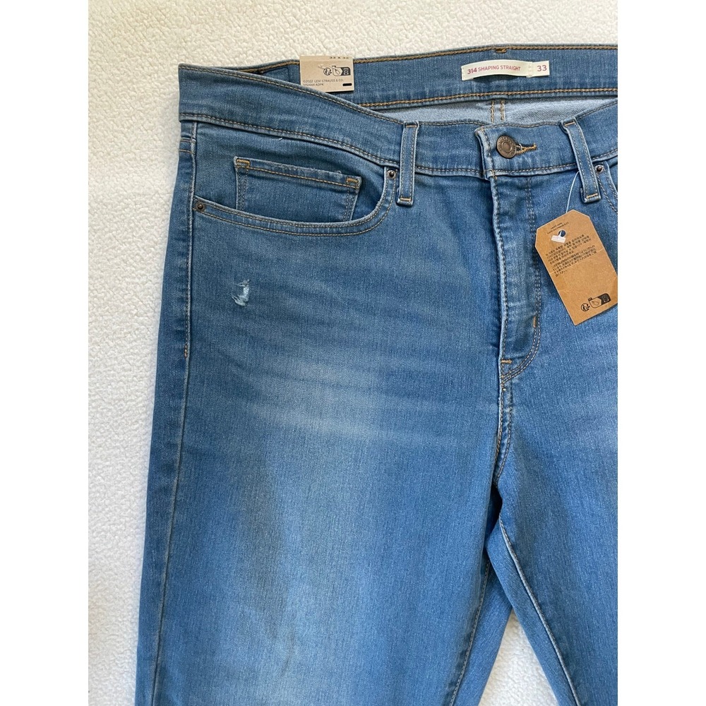 Levi Women 33 314 Shaping Straight Jeans Blue Stellar Stretch Mid Rise - Picture 10 of 16